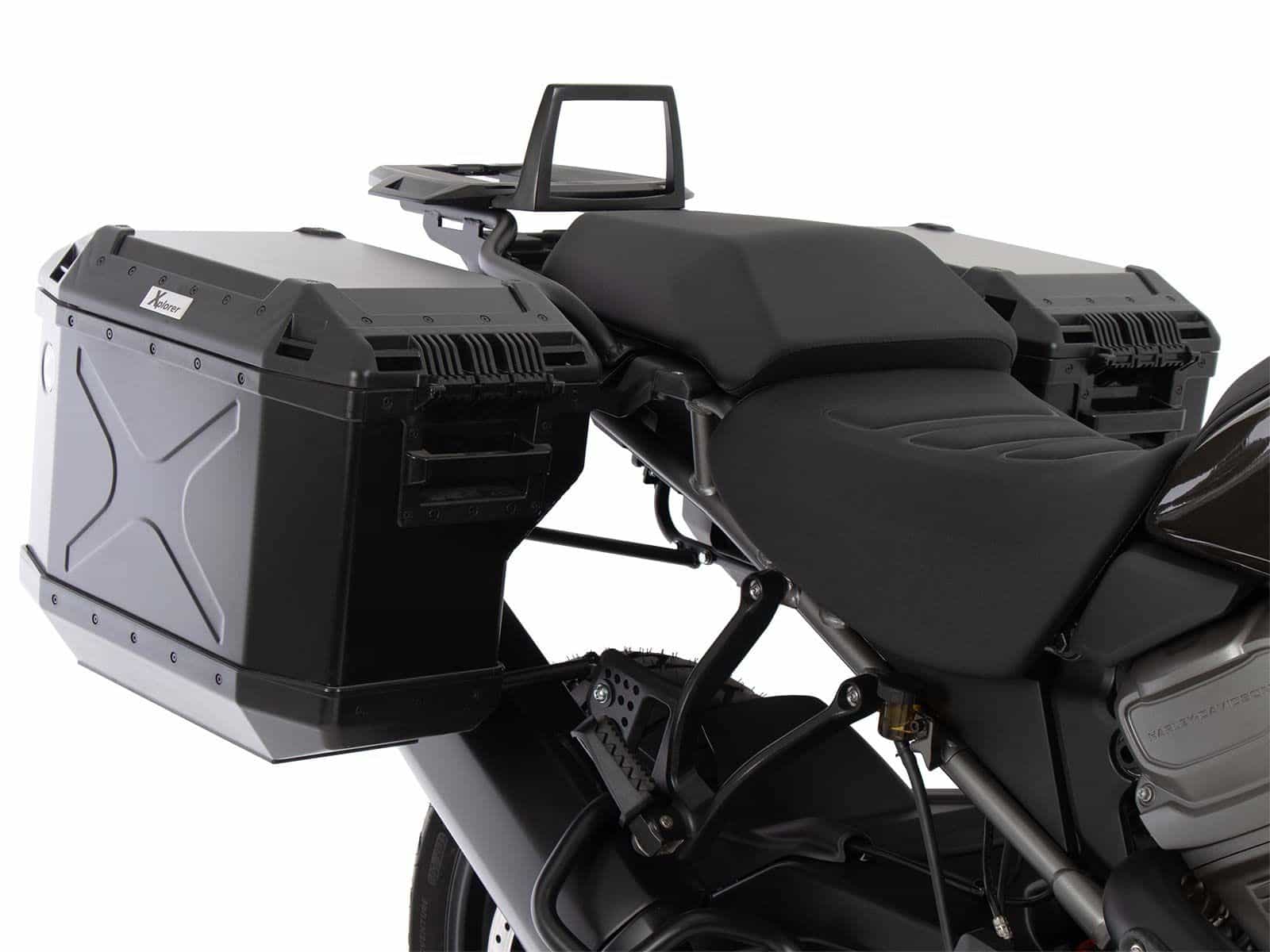 Kofferdragerset Cutout incl. kofferset Xplorer Cutout zwart voor Harley Davidson Pan America (21-)