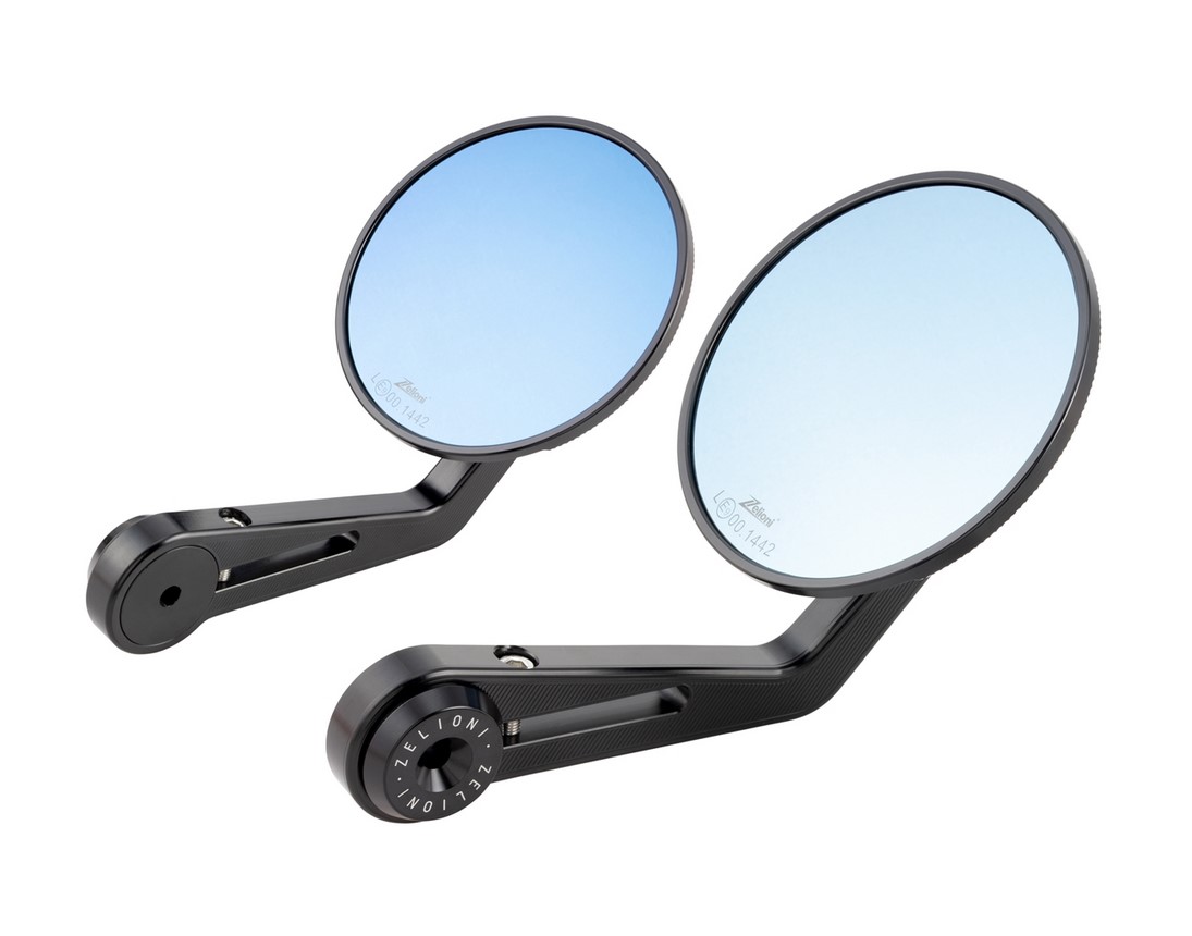 Stuurspiegel ZELIONI voor Vespa, rechts en links, zwart geanodiseerd