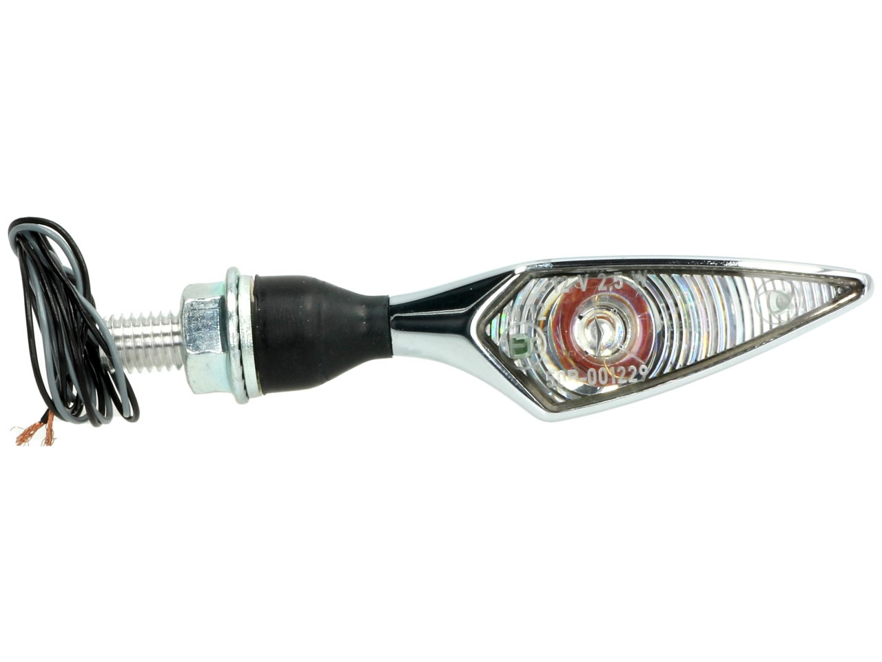 Kellermann indicator, ruit, staal, LED, VL/HR, 12 V, glanzend chroom, M8x20, E-goedgekeurd