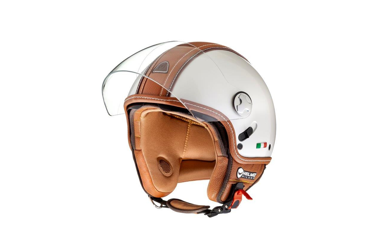 Helmo Milano Demi Jet, PelleDura Premium, wit glanzend, bruin