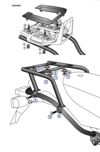 Aluminium topkofferdrager voor BMW HP2 /Enduro/Megamoto (05-08) Hepco & Becker