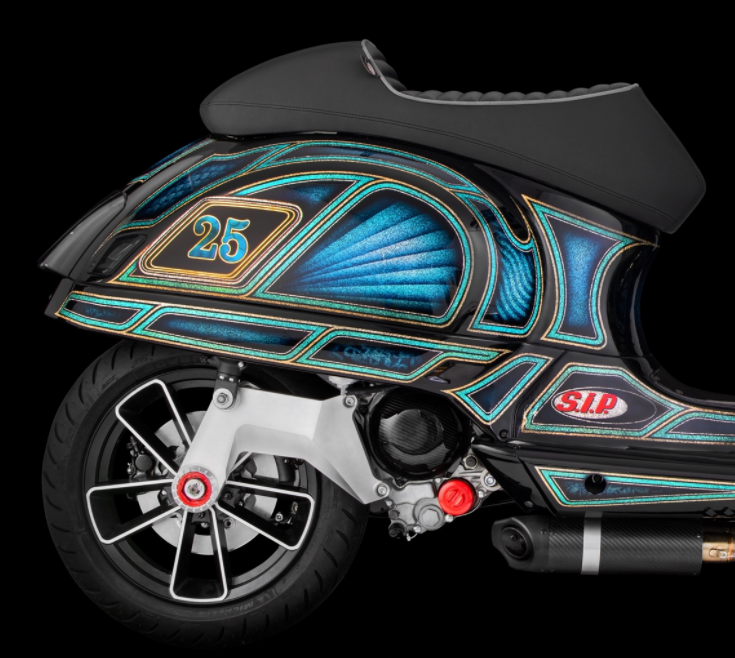 Zwenkarm voor race-uitlaat, achteraan voor Vespa GTS/GTS Super/GTV 125-300cc met ABS, zilver