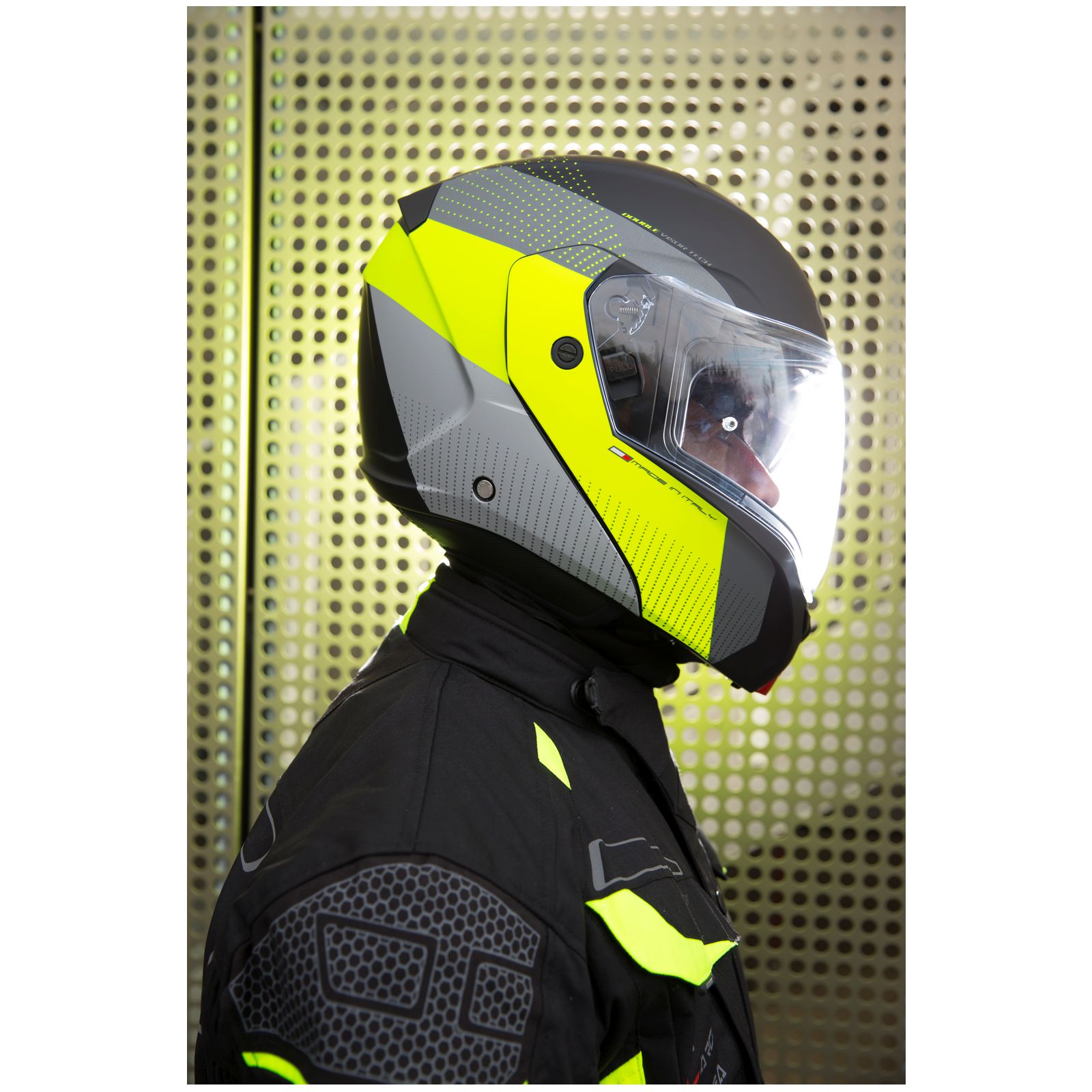 Caberg Horus Scout helm, mat zwart/fluo geel-grijs