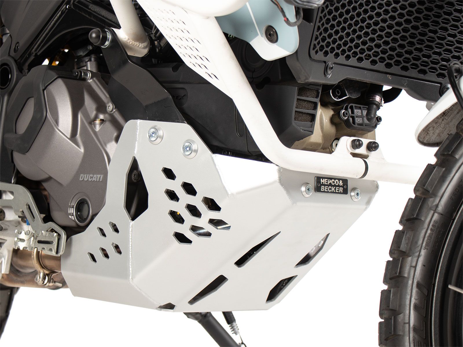 Motorbeschermplaat zilver voor Ducati DesertX (22-) Hepco & Becker