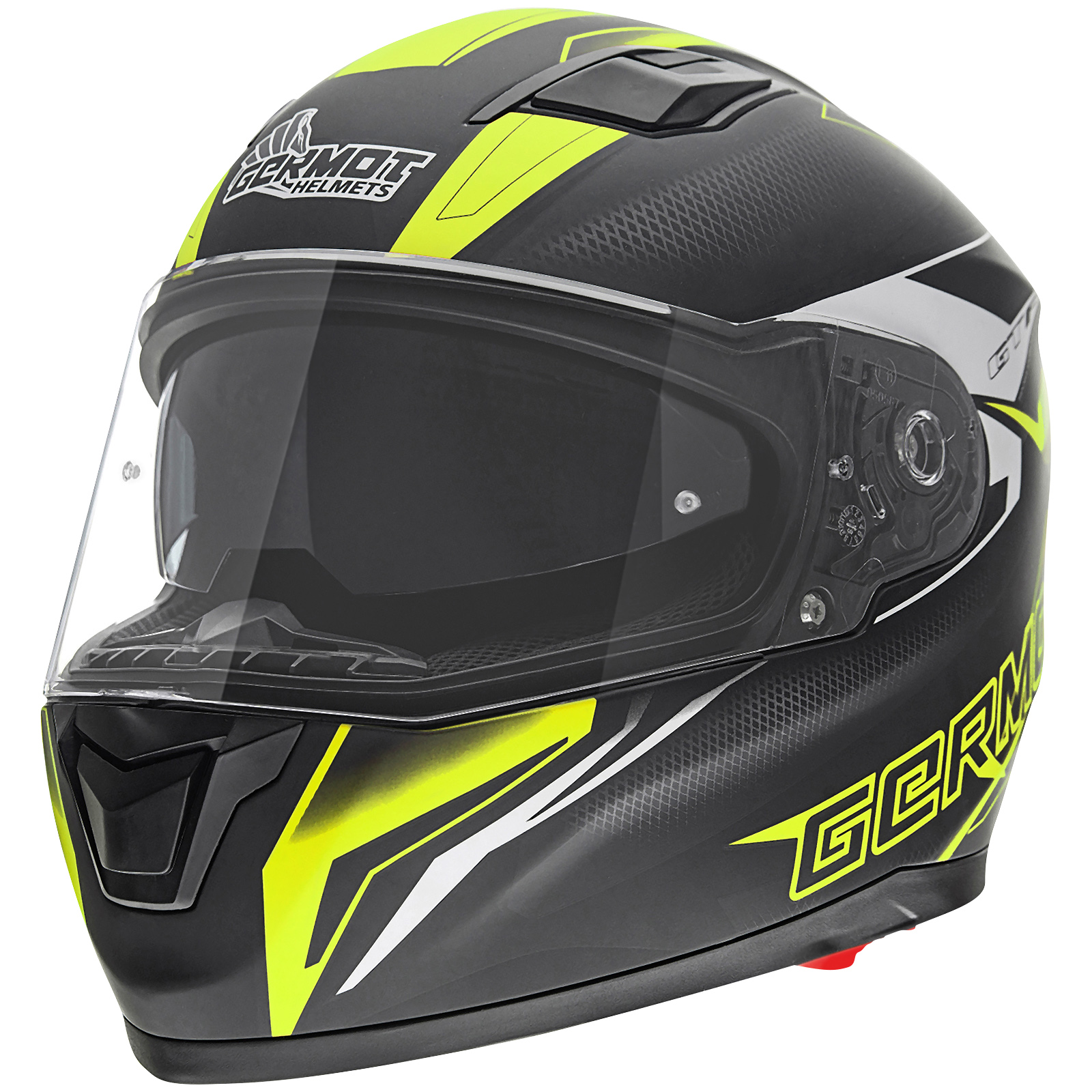 Germot GM 330 integraalhelm, mat zwart/fluo geel