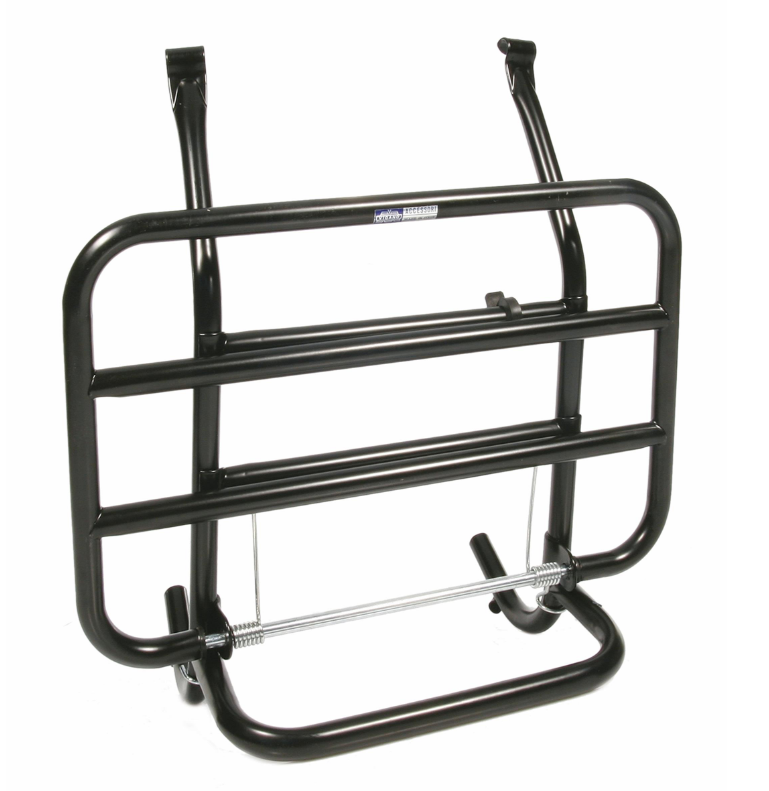 Bagagerek vooraan voor Vespa PX 80-200cc, opvouwbaar, zwart