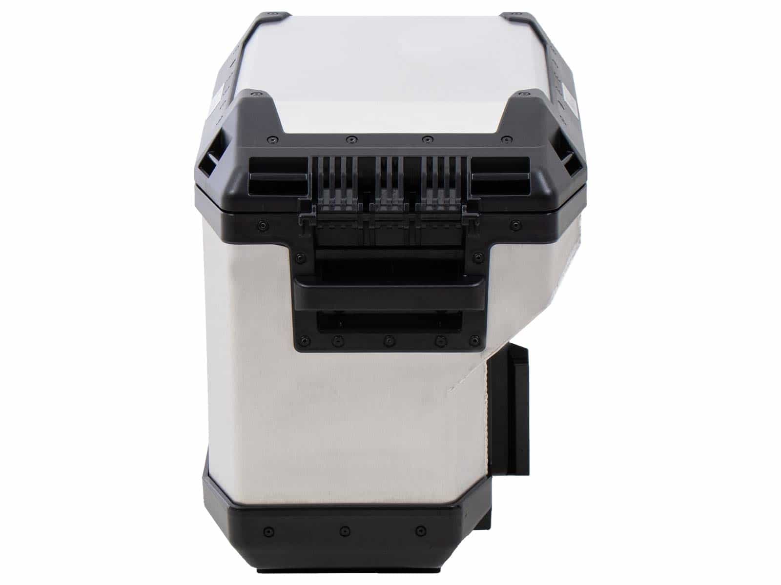 Aluminium zijkoffer Xplorer 37 Cutout (uitsparing voor uitlaat) rechts zilver Hepco & Becker