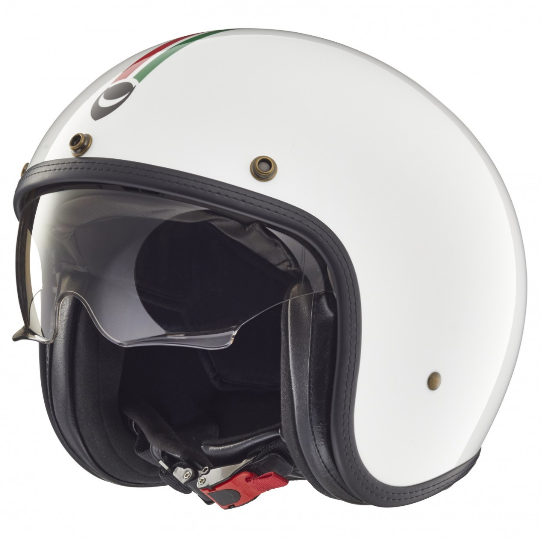 Helmo Milano Jet Helm, Audace, Italië Vlag, wit