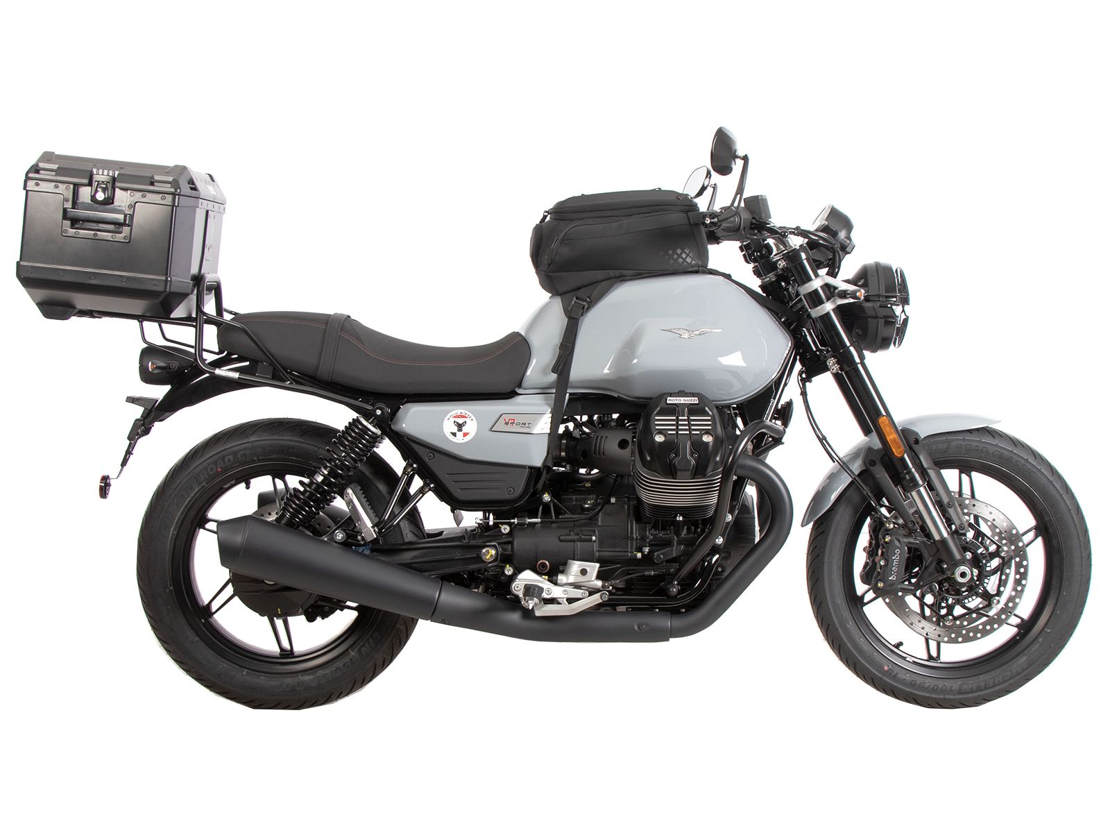 Buisvormige bagagedrager topkoffer zwart voor Moto Guzzi V7 850 Sport (25-) Hepco & Becker
