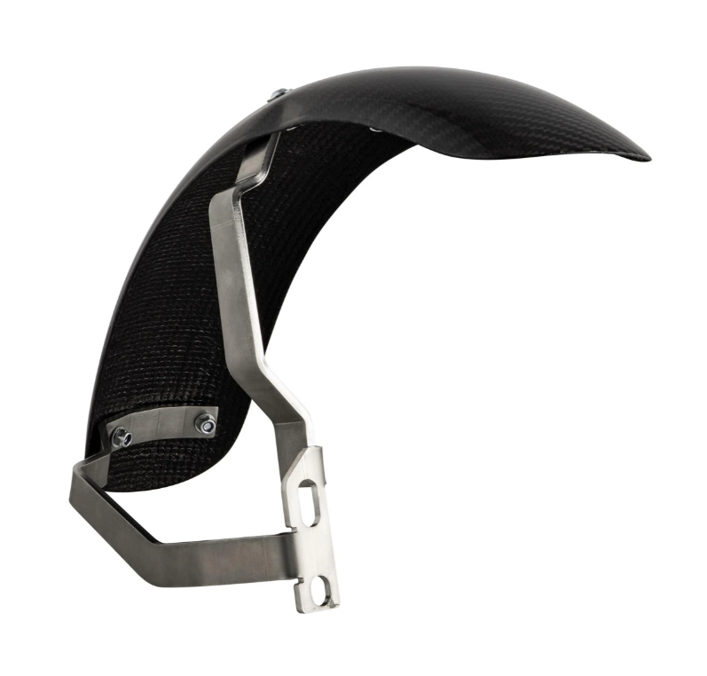 Spatbord 2.0 Garelli Race EVO II voor Vespa PX 80-200ccm, carbon helder, roestvrijstalen beugel