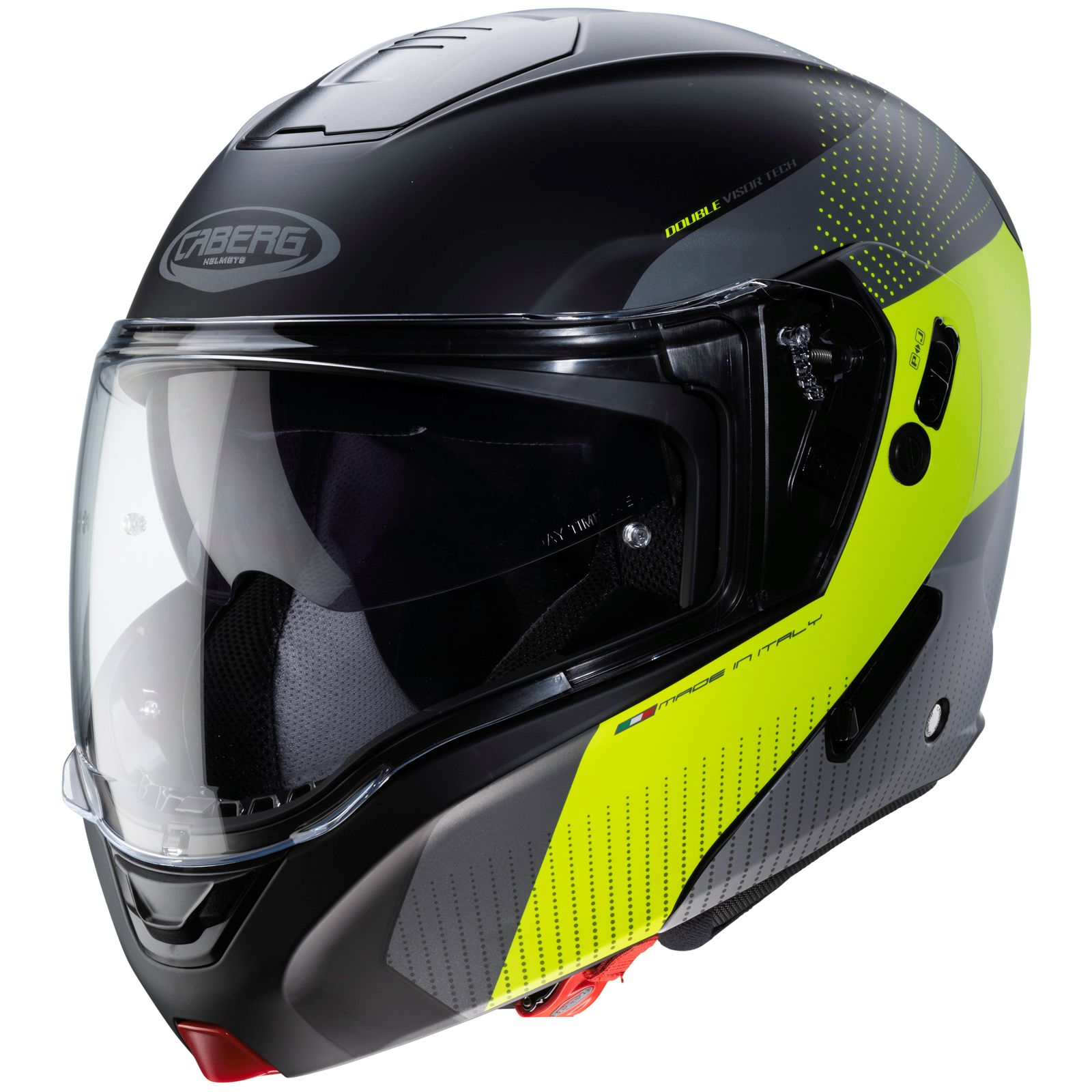Caberg Horus Scout helm, mat zwart/fluo geel-grijs