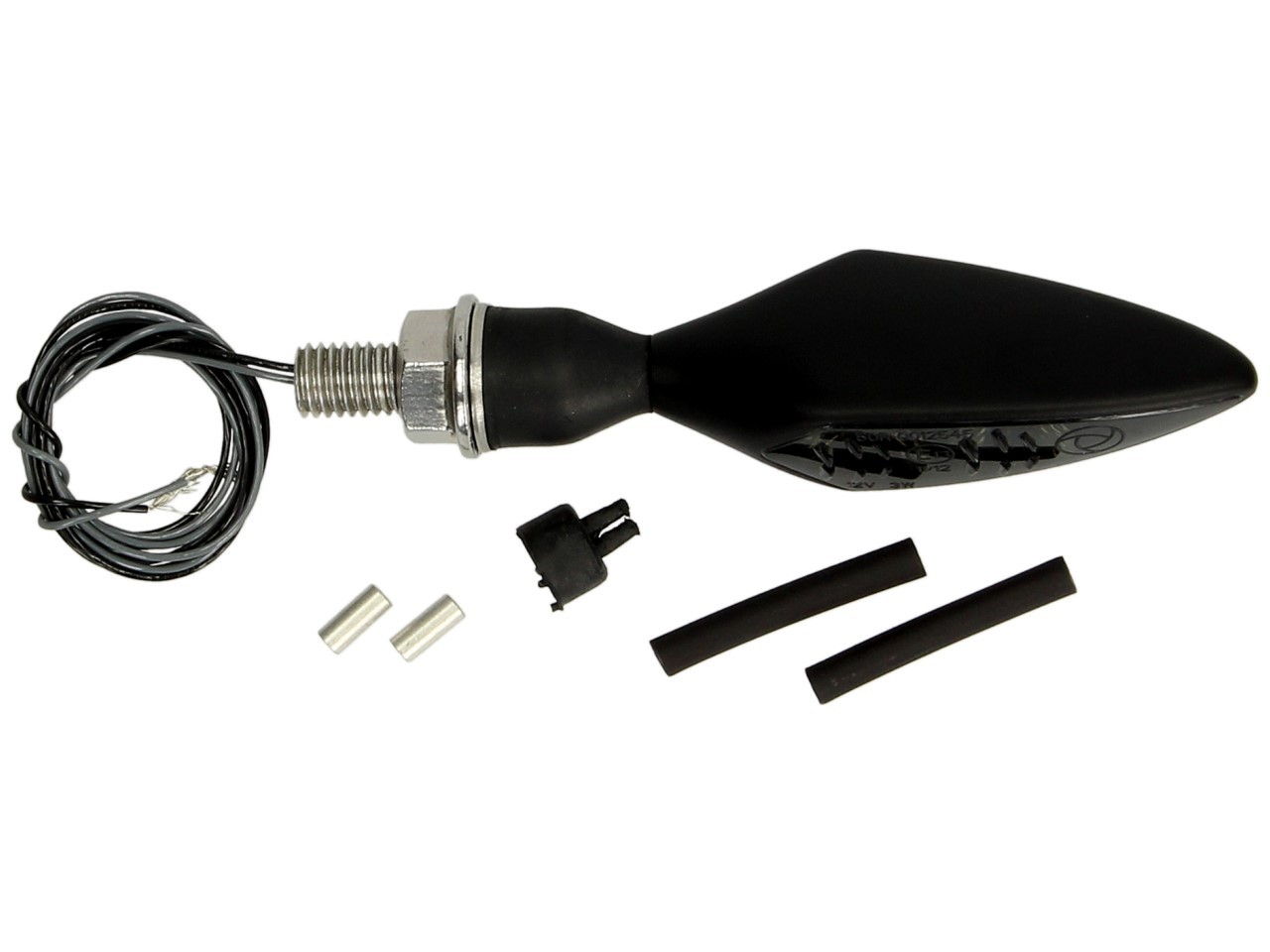 Kellermann-indicator, Rhombus Dark, staal, LED, VL/HR, 12 V, zwart gesatineerd, M8x20, E-keur