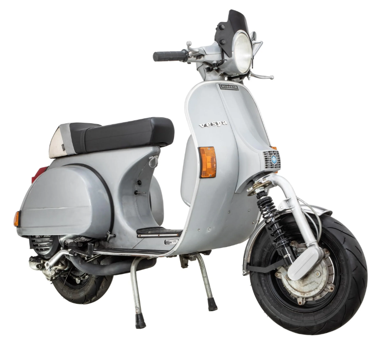 Spatbord 2.0 Garelli voor Vespa PX 80-200ccm, gepolijst roestvrij staal, beugel zwart