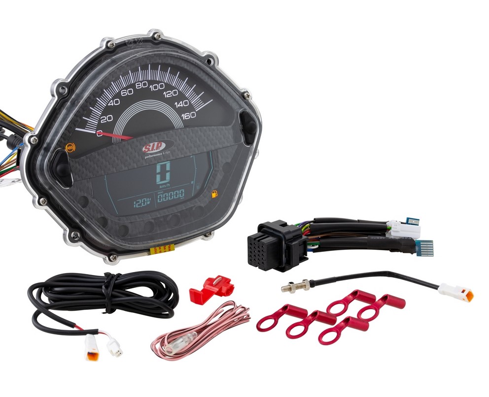 Toerenteller/snelheidsmeter voor Vespa GTS/GTS Super/GTS SuperSport, d.w.z., 125-300cc (-'14), carbon-look