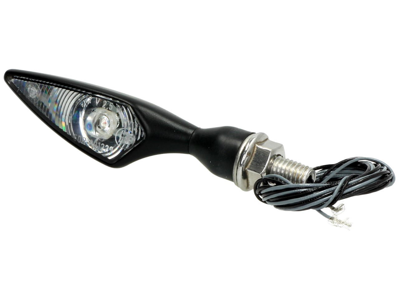 Kellermann-indicator, ruit, staal, LED, VR/HL, 12 V, zwart gesatineerd, M8x20, E-keurmerk