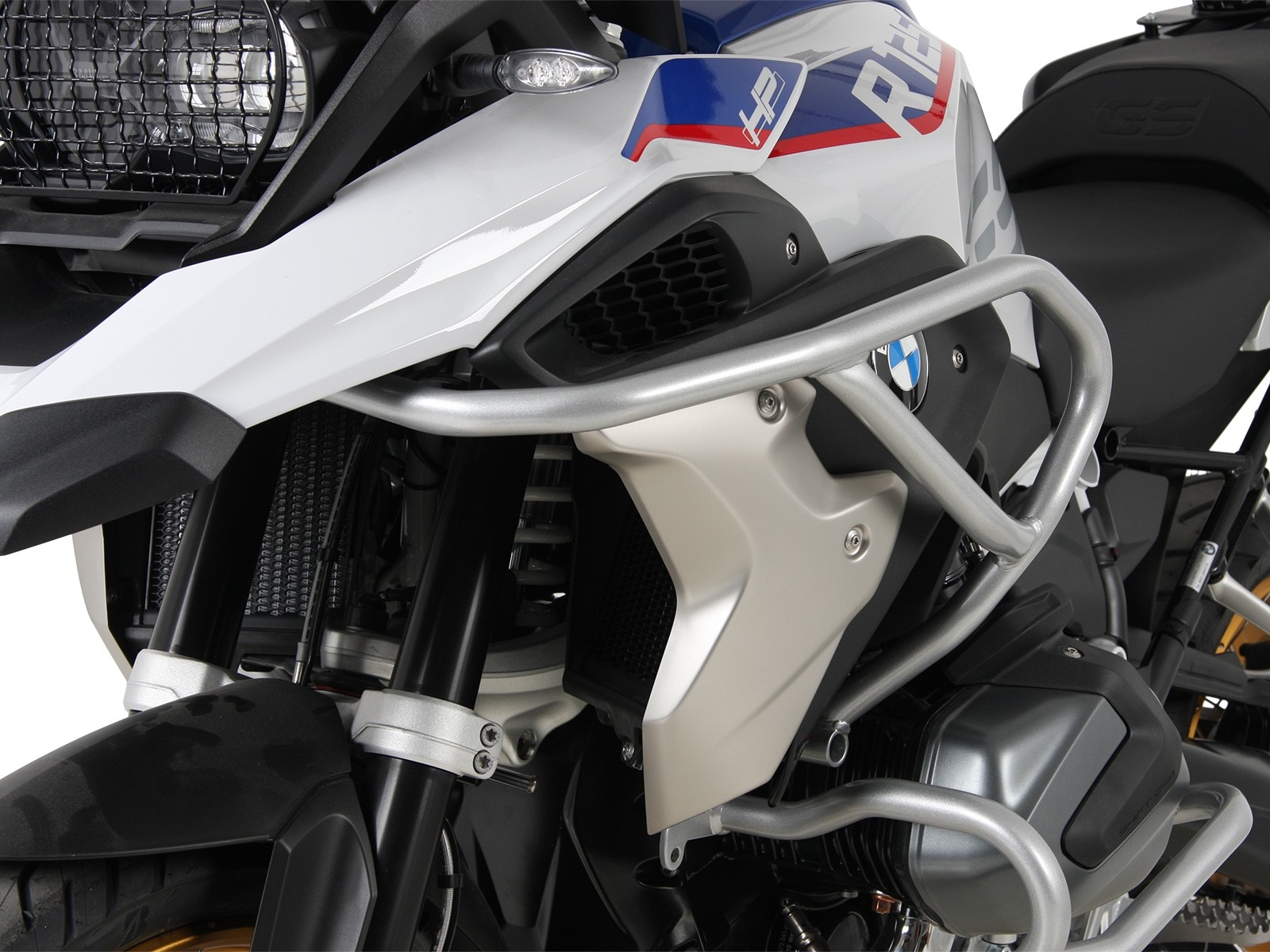 Zilveren tankbeschermer voor BMW R 1250 GS (19-23) Hepco & Becker