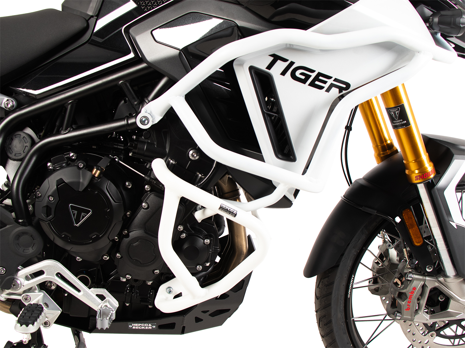 Tankbeschermbeugel "Solid" wit voor Triumph Tiger 900 GT / Pro (24-) Hepco & Becker