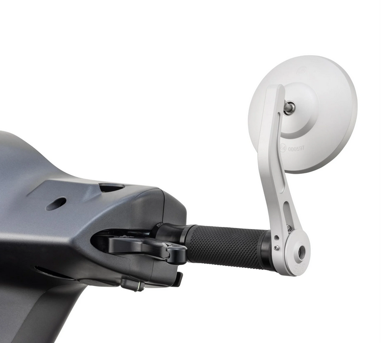 Stuurkapspiegel voor Vespa, links of rechts, rond, zilver mat