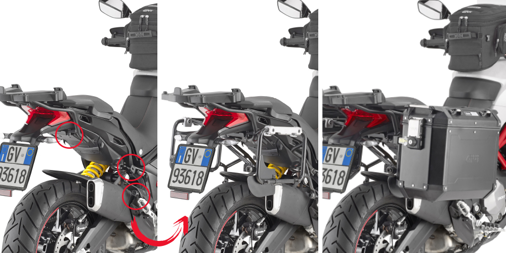 Afneembare zijkofferdrager MONOKEY® CAM-SIDE voor Ducati Multistrada Givi