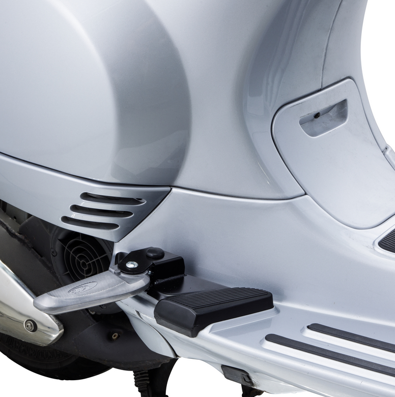 Voetsteunen rechts en links voor Vespa LX /LXV /S 50-150cc, zwart/zilver