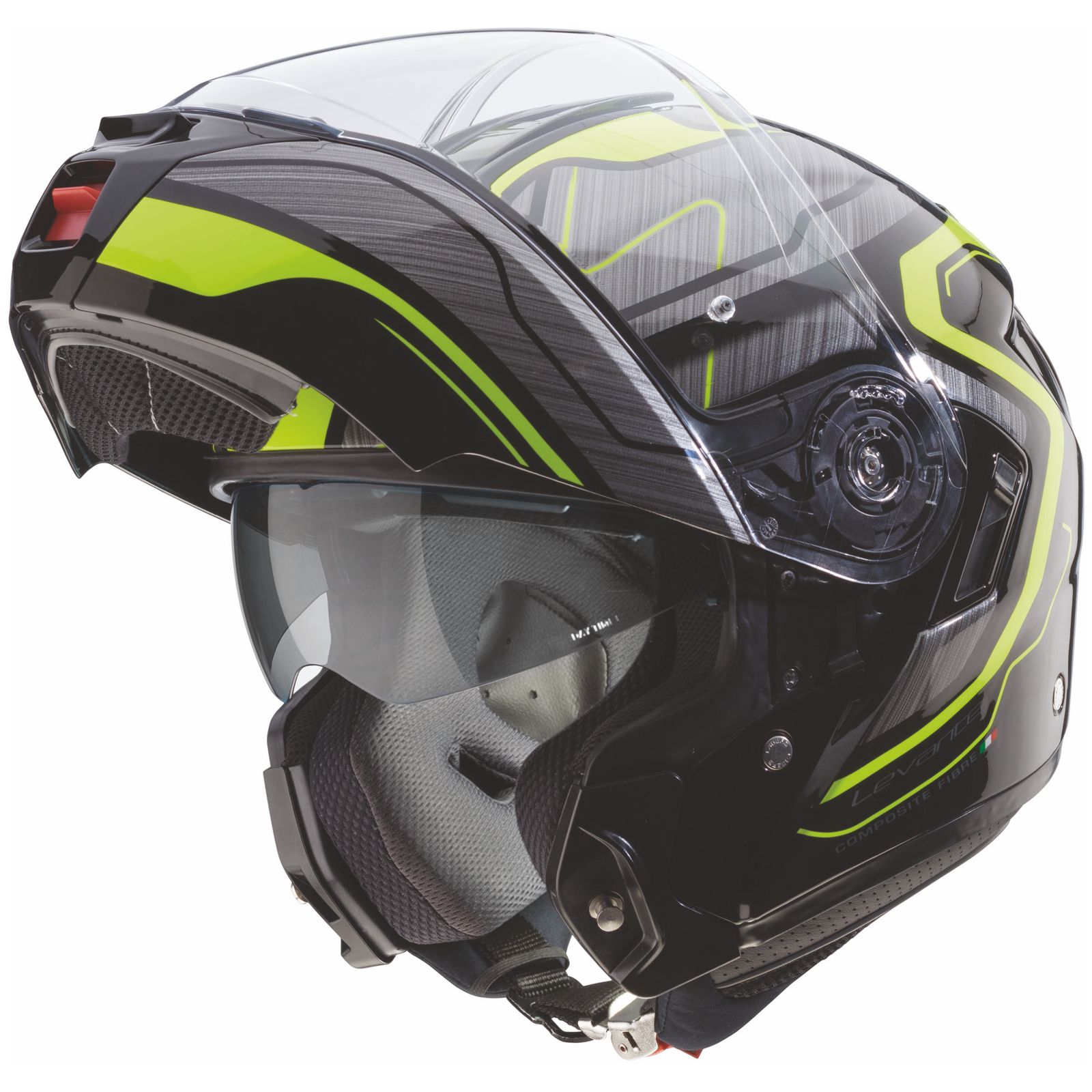 Caberg Helm Levo Flow, zwart/grijs-fluo-geel