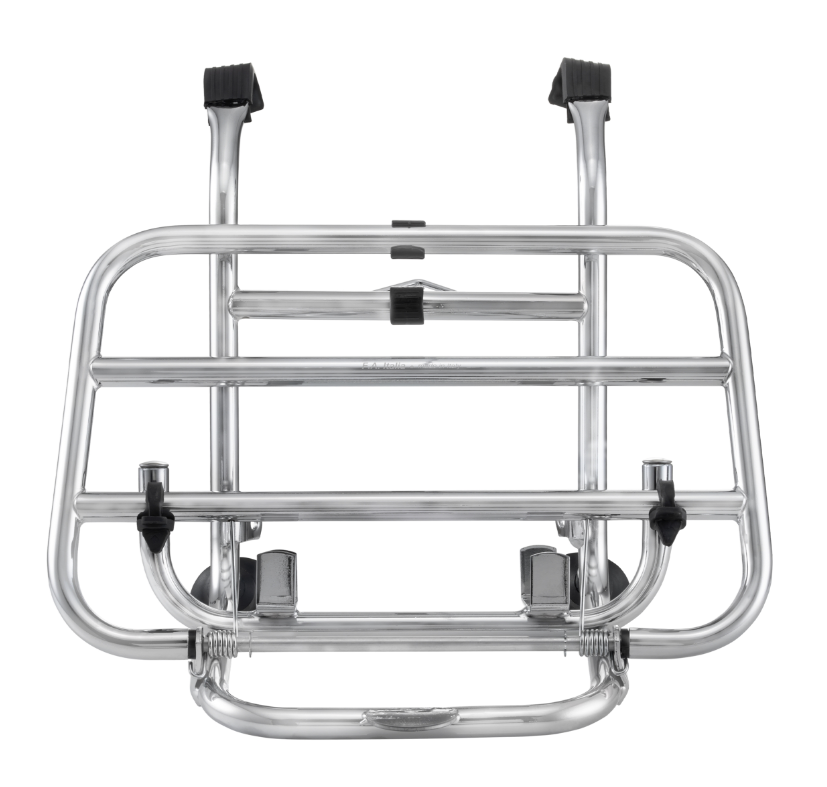 Bagagerek vooraan voor Vespa PX 80-200cc, opvouwbaar, chroom