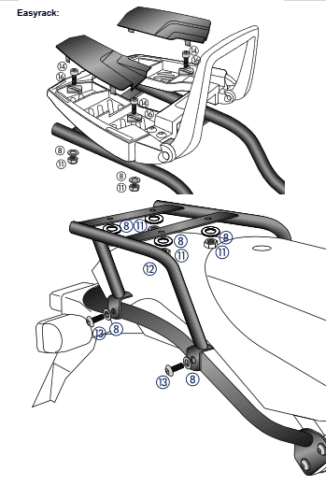 Easyrack topkoffer zwart voor BMW HP2 /Enduro/Megamoto (05-08) Hepco & Becker