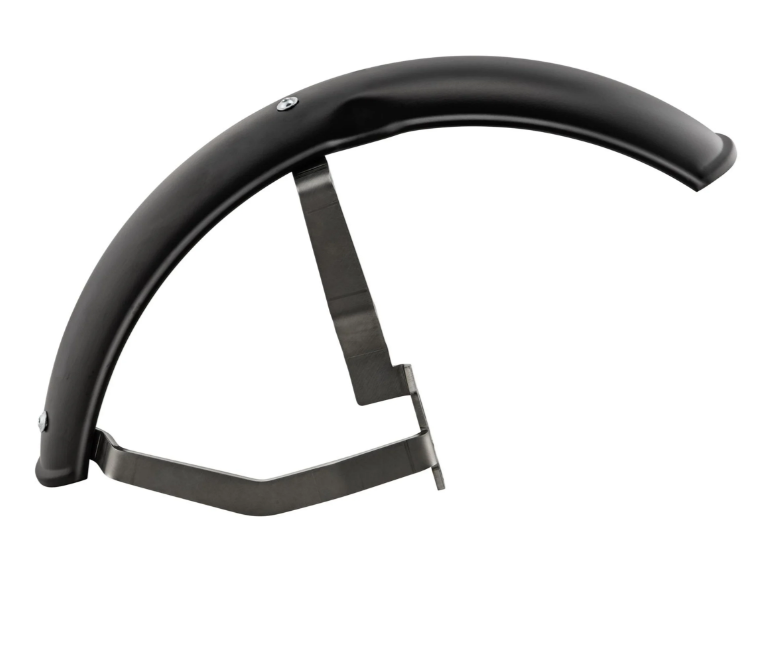 Spatbord 2.0 Garelli voor Vespa PX 80-200ccm, metaal zwart mat, beugel roestvrij staal geborsteld