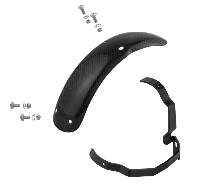 Spatbord 2.0 Garelli Race EVO II voor Vespa PX 80-200ccm, carbon helder, beugel zwart