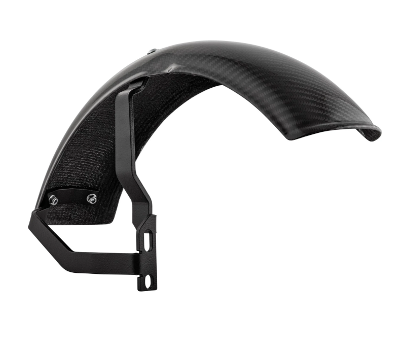 Spatbord 2.0 Garelli EVO II voor Vespa PX 80-200ccm, carbon helder, beugel zwart