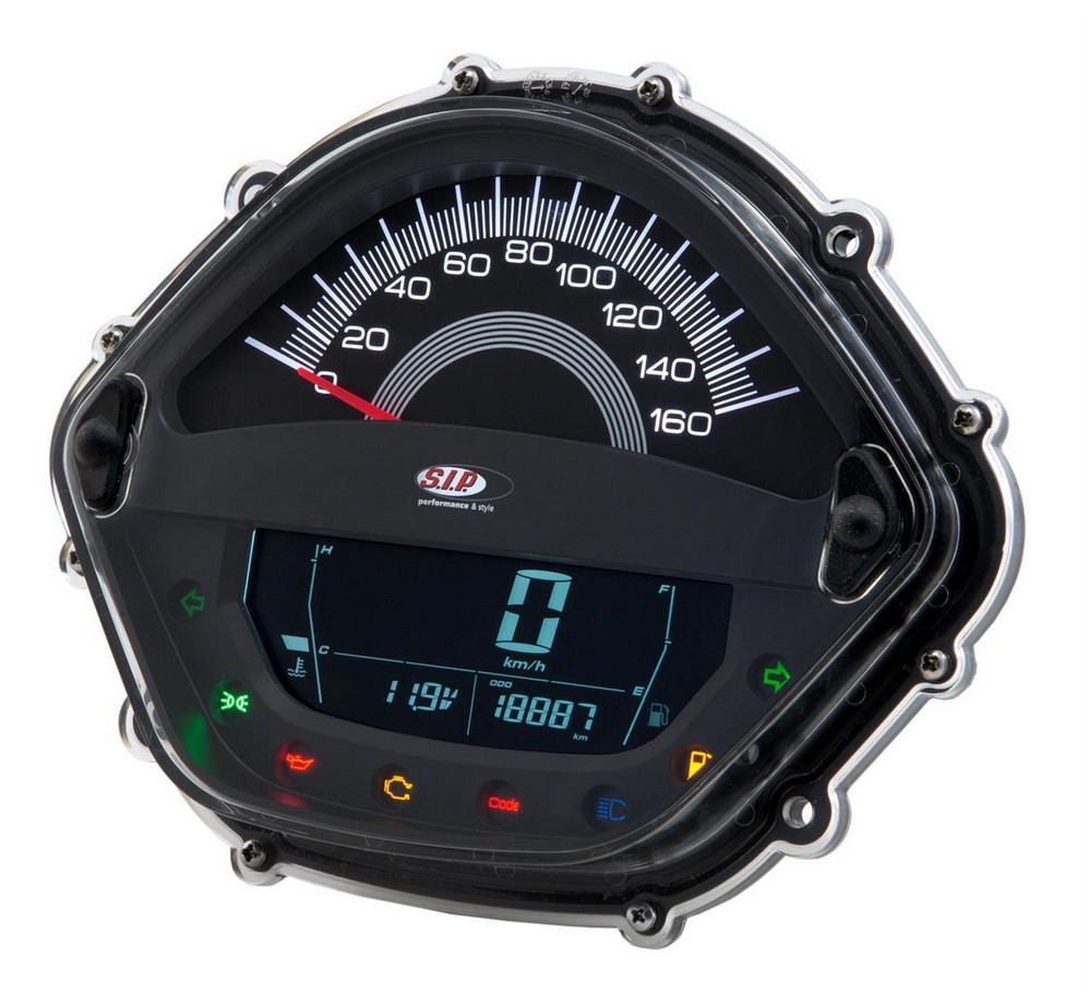 Toerenteller/snelheidsmeter voor Vespa GTS/GTS Super/GTS SuperSport, d.w.z., 125-300cc (-'14), zwart