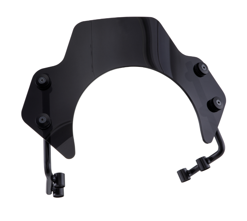 Flyscreen voor Vespa PX 80-200ccm, zwarte houders, zwart getint