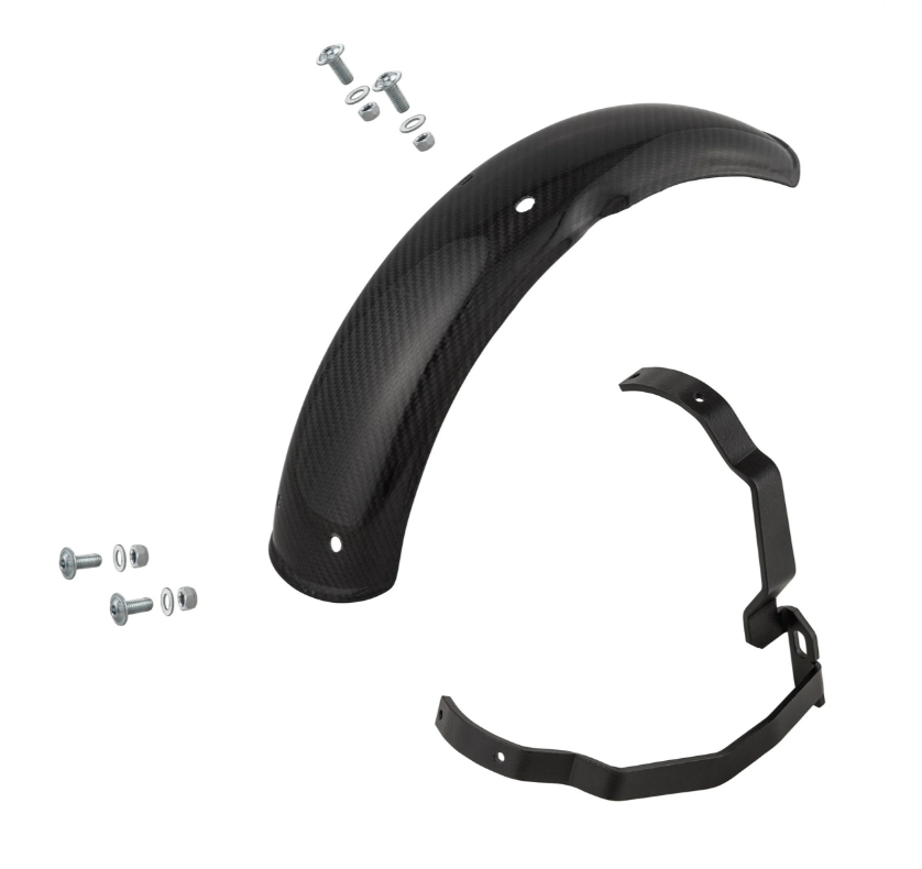 Spatbord 2.0 Garelli EVO II voor Vespa PX 80-200ccm, carbon helder, beugel zwart