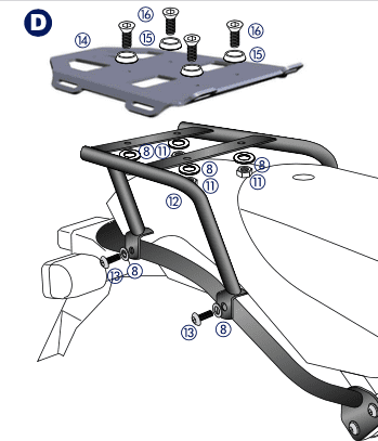 Minirack zachte bagagedrager achter zwart voor BMW HP2 /Enduro/Megamoto (05-08) Hepco & Becker