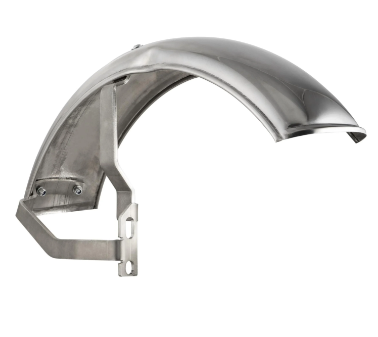 Spatbord 2.0 Garelli voor Vespa PX 80-200ccm, gepolijst roestvrij staal, houder roestvrij staal