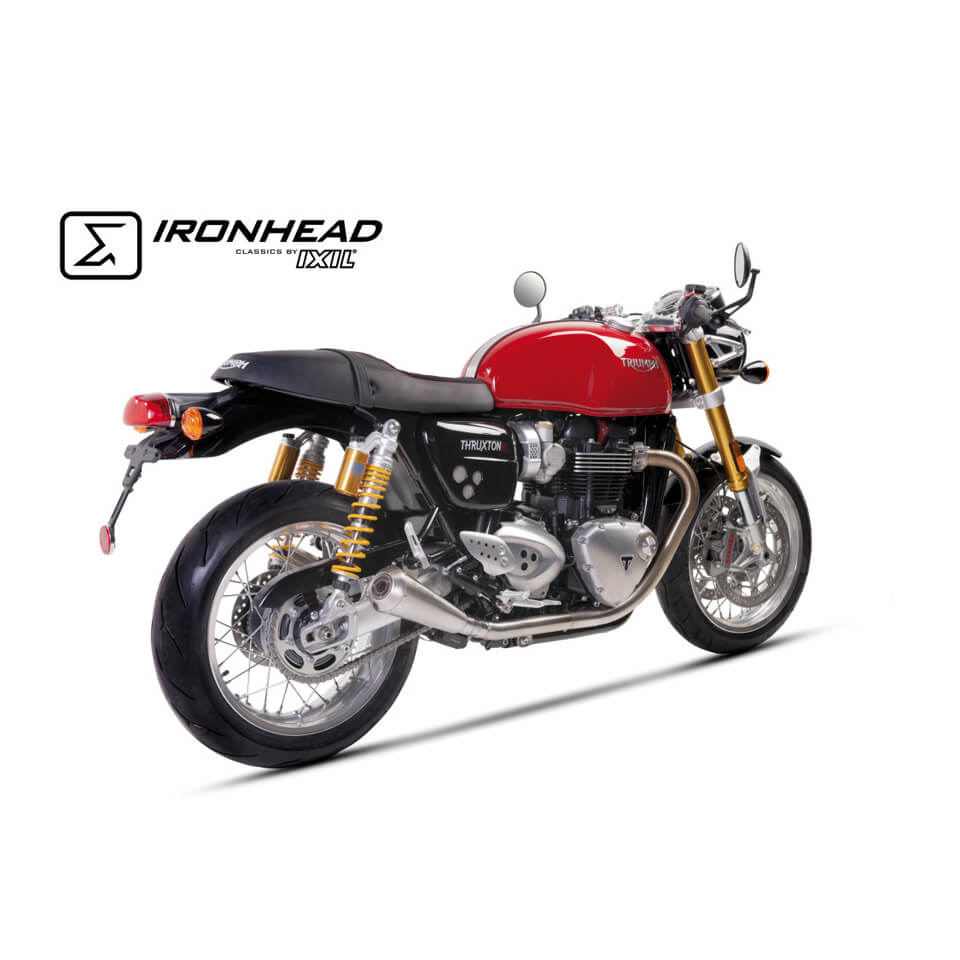 IRONHEAD achterdemper Triumph Thruxton 1200 R (16-17), roestvrij staal, slip-on, paar, E-keur, Euro4