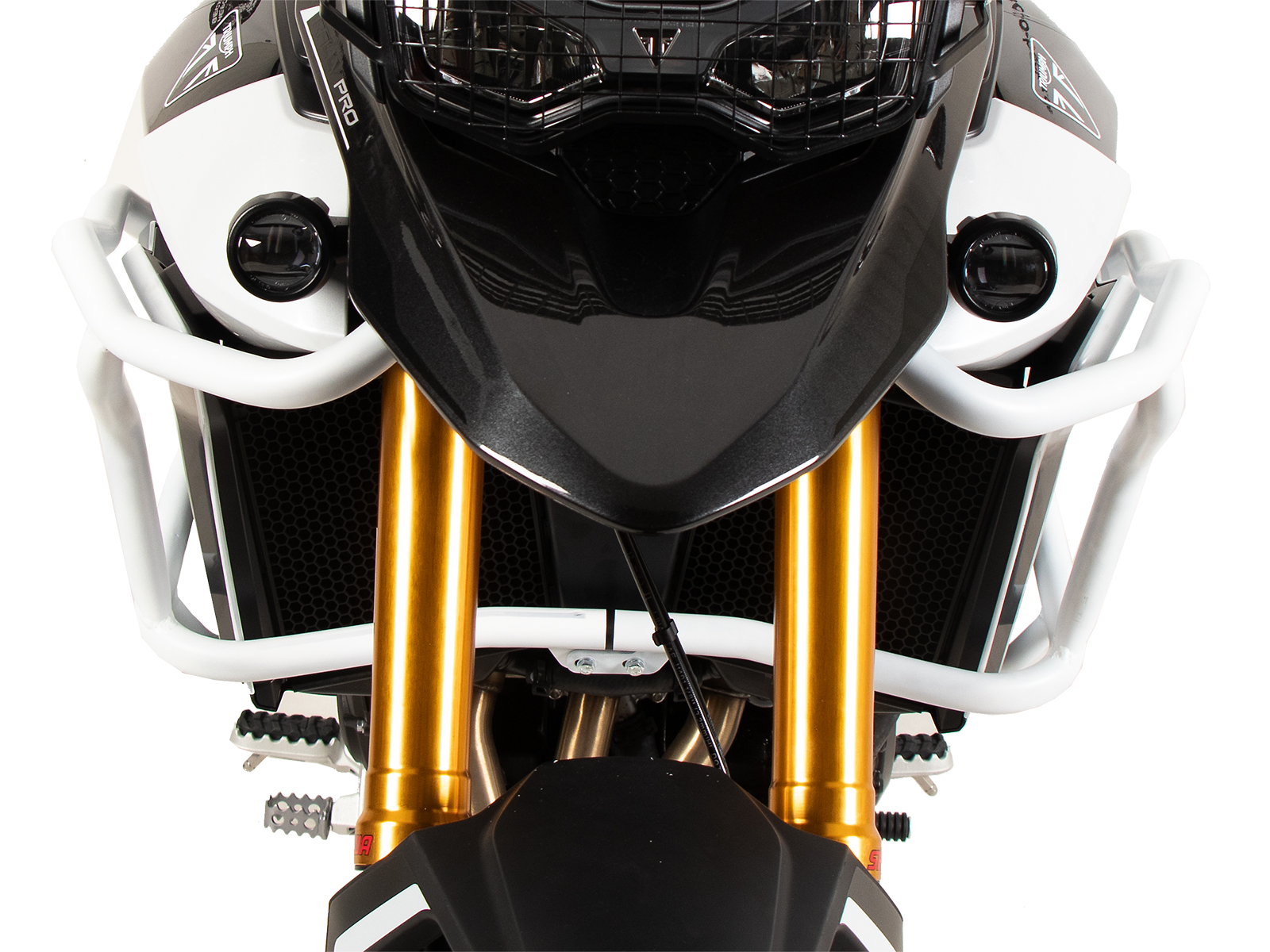 Tankbeschermbeugel "Solid" wit voor Triumph Tiger 900 Rally Pro (24-) Hepco & Becker