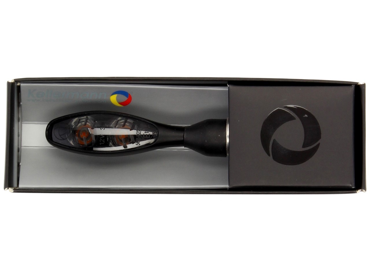 Kellermann indicator, Micro 1000 LED Dark, staal, LED, V/H, L/R, 12 V, zwart gesatineerd, M8x20