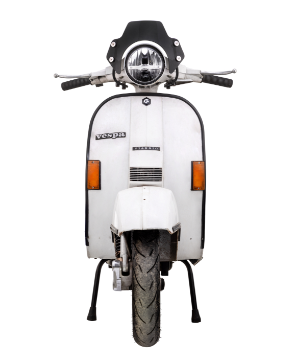 Flyscreen voor Vespa PX 80-200ccm, zwarte houders, zwart getint
