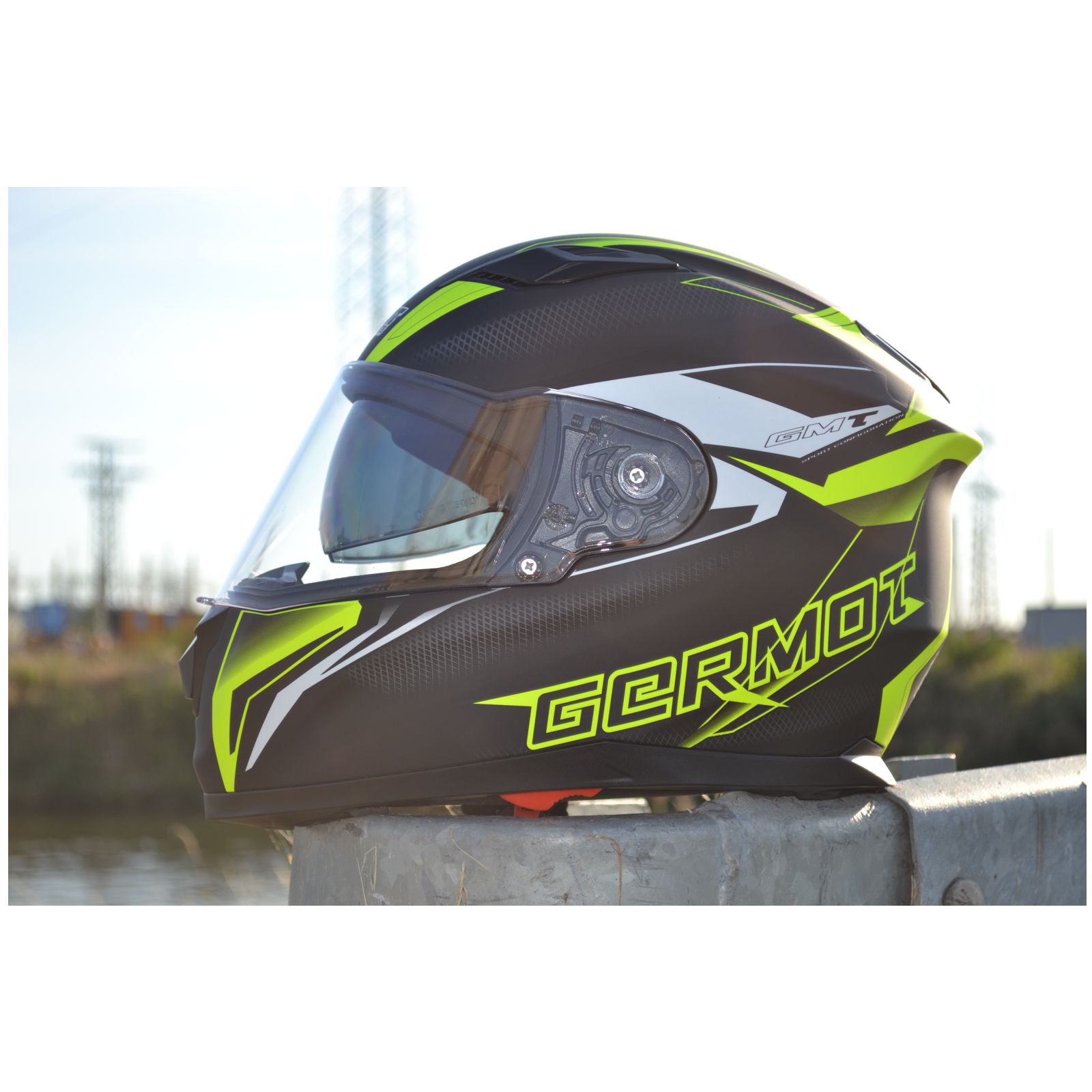 Germot GM 330 integraalhelm, mat zwart/fluo geel
