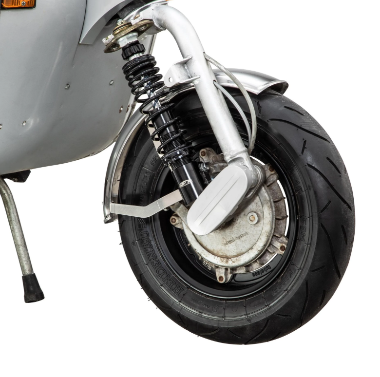 Spatbord 2.0 Garelli voor Vespa PX 80-200ccm, gepolijst roestvrij staal, houder roestvrij staal