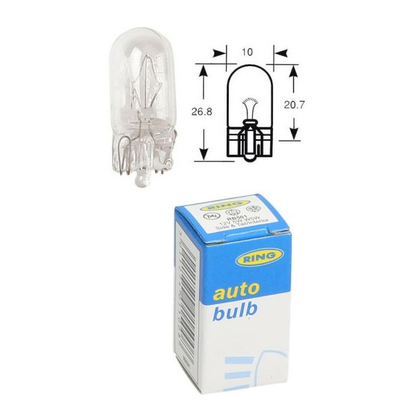Ring gloeilamp, gloeilamp, 12 V, 5 W, W2,1x9,5d