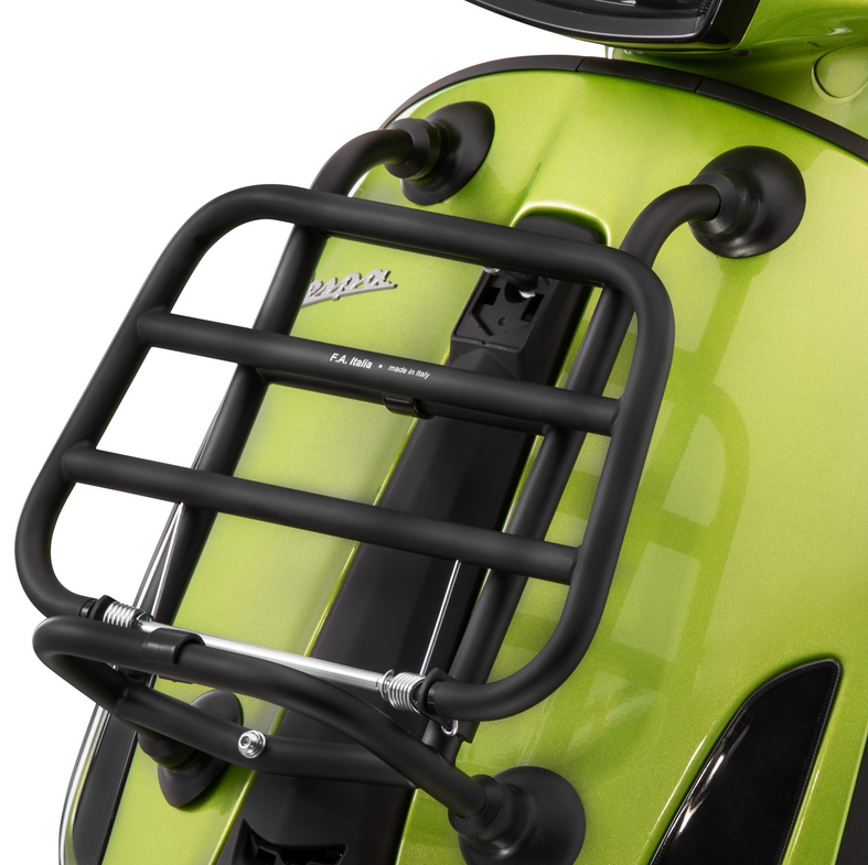 Bagagerek vooraan voor Vespa Primavera /Sprint /Elettrica 50-150ccm, opvouwbaar, matzwart