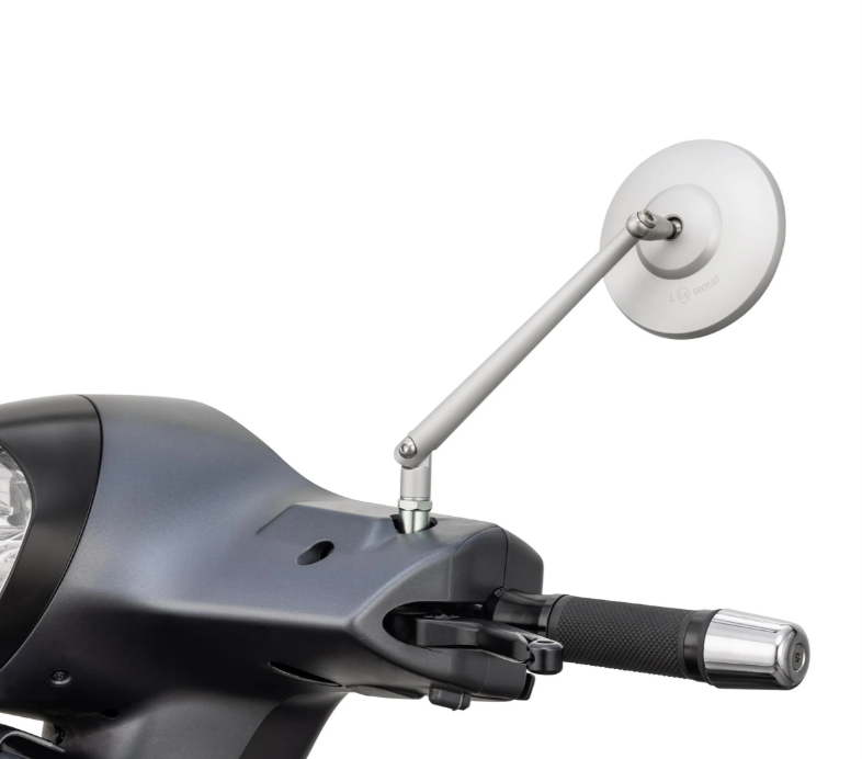 Standaardspiegel links of rechts voor Vespa PX 125-200ccm, aluminium mat