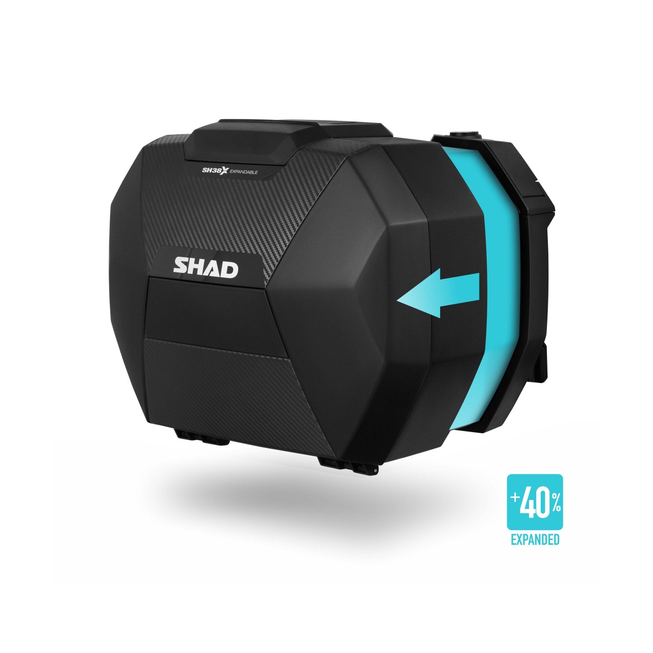 Shad zijkofferset SH38X, uitbreidbaar, carbonlook / zwart, 38 l