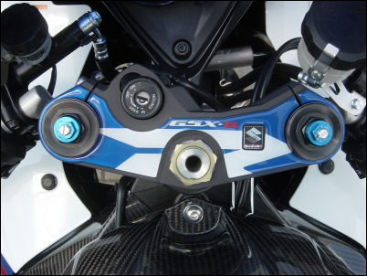Vork kroon decor, blauw/wit voor Suzuki GSX-R750 BJ. 2006-2007/ 2008-2010/ GSX-R600 BJ. 2006-2007/ G