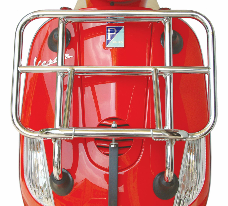 Bagagerek vooraan voor Vespa LX /S 50-150cc, opvouwbaar, chroom