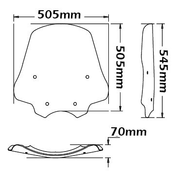 Hoog windscherm - hoogte 545 mm voor BMW R 1200 R (06-10)