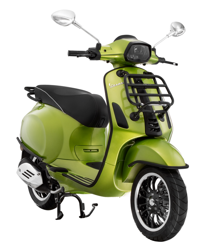 Bagagerek vooraan voor Vespa Primavera /Sprint /Elettrica 50-150ccm, opvouwbaar, matzwart