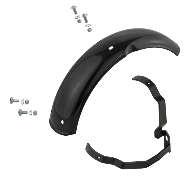 Spatbord 2.0 Garelli voor Vespa PX 80-200ccm, metaal zwart glanzend, beugel zwart